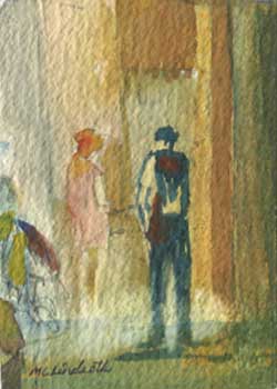 "Social Chat" by Mary Lou Lindroth, Rockton IL - Watercolor - SOLD